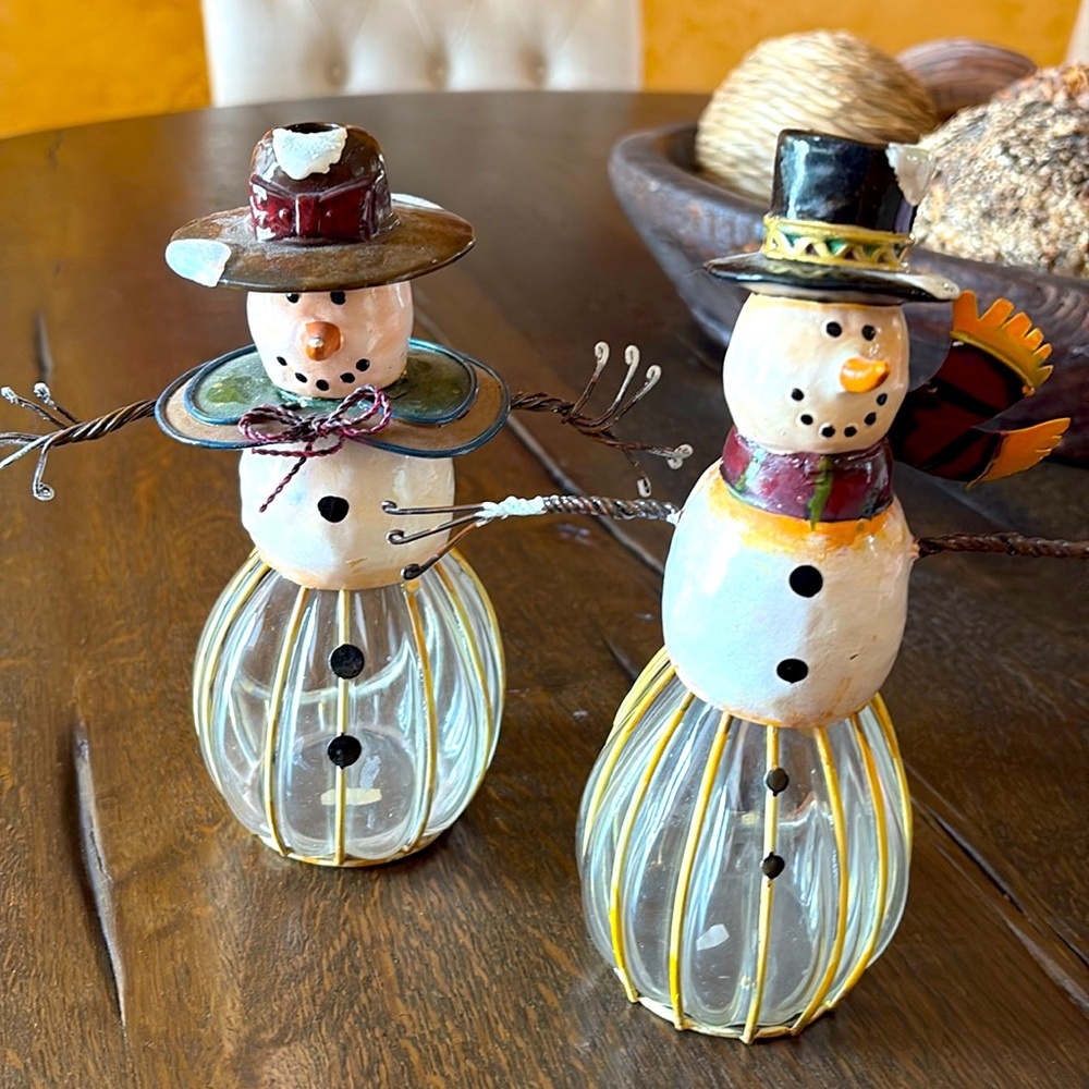 Snowman candle holders